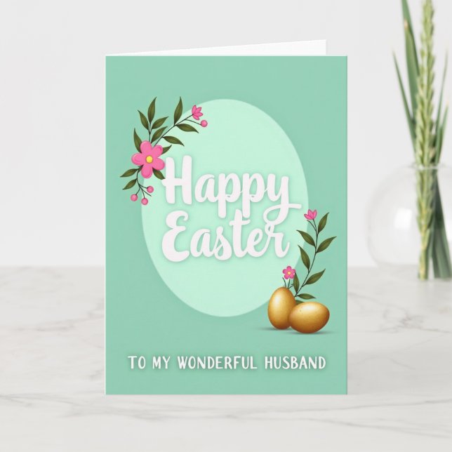 Mint Green Floral Oval Card (Front)