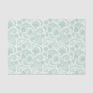 Mint-Green Floral Paisley Custom Background Tissue Paper