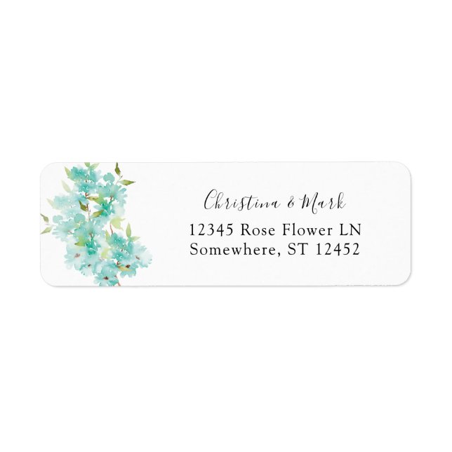 Mint Green Floral Return Address Label (Front)