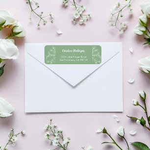 Mint Green Floral Return Address Label