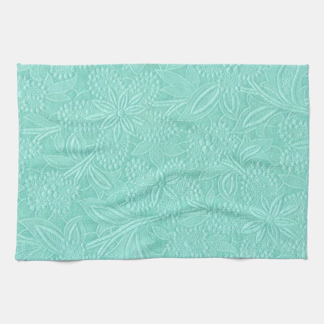 Mint Green Floral Tea Towel (Horizontal)