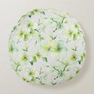 Mint Green Floral Tie Dye Round Cushion