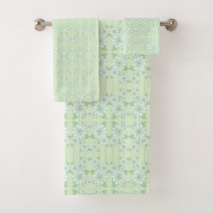 Mint Green Floral Towel Set
