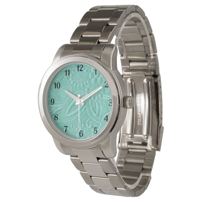 Mint Green Floral Watch (Angled)