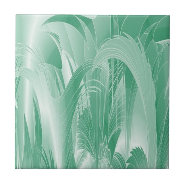 Mint Green Foliage Ceramic Tile (Front)