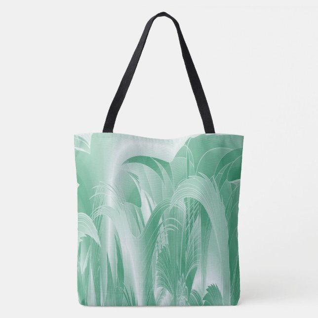 Mint Green Foliage Tote Bag (Back)