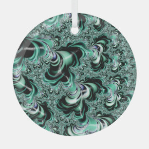 Mint Green Fractal Forest Landscape Abstract Glass Tree Decoration