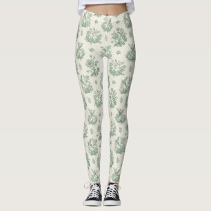 Mint Green French Country Birds and Floral Toile 4 Leggings