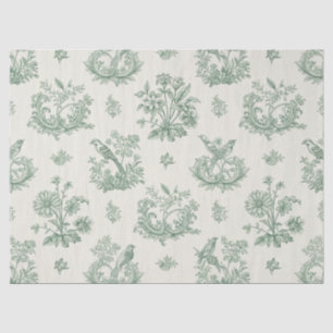 Mint Green French Country Birds and Floral Toile 4 Tissue Paper