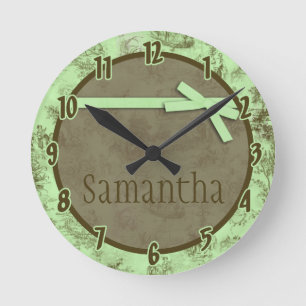 Mint Green French Fabric Toile Personalised Clock