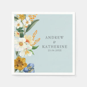 Mint green  Garden Wildflowers Spring wedding Napkin