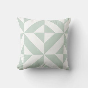 Mint Green Geometric Deco Cube Pattern Cushion