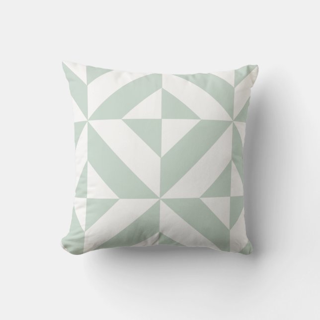 Mint Green Geometric Deco Cube Pattern Cushion (Front)