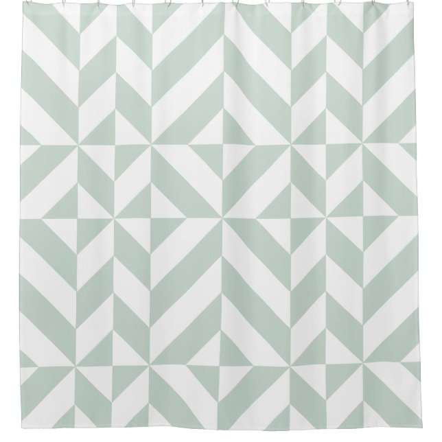 Mint Green Geometric Deco Cube Shower Curtain (Front)