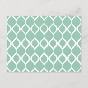 Mint Green Geometric Ikat Tribal Print Pattern Postcard