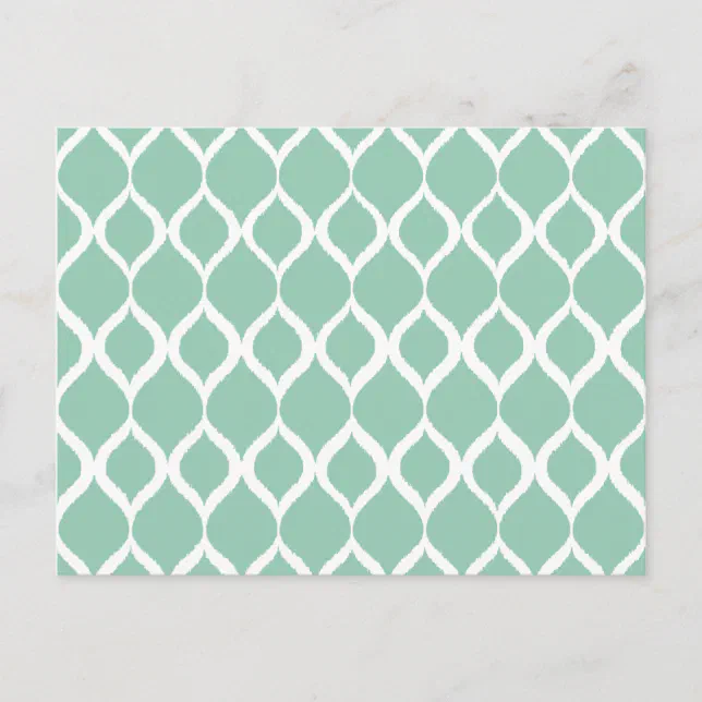 Mint Green Geometric Ikat Tribal Print Pattern Postcard | Zazzle