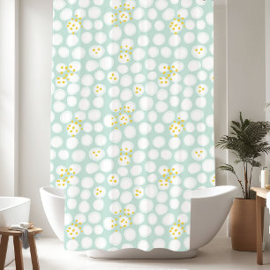 Mint Green Geometric Pattern Shower Curtain