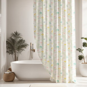 Mint Green Geometric Pattern Shower Curtain