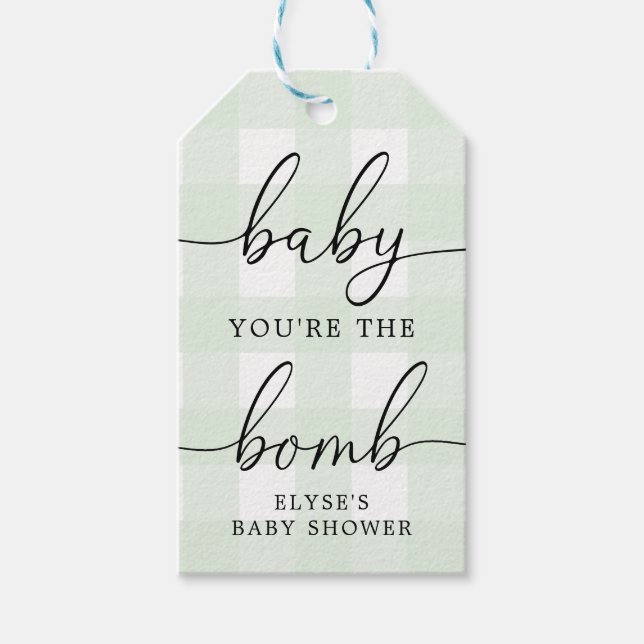 Mint Green Gingham Bath Bomb Favour Tag (Front)