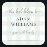 Mint Green Gingham Bookplate Sticker<br><div class="desc">This Baby Shower bookplate sticker features a classic gingham design and modern fonts. The script heading is an image that cannot be edited. All of the other text is fully editable. For more advanced customisation of this design, simply select the "Customise It" button above. Add the sticker to your invitation...</div>