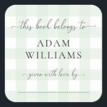 Mint Green Gingham Bookplate Sticker<br><div class="desc">This Baby Shower bookplate sticker features a classic gingham design and modern fonts. The script heading is an image that cannot be edited. All of the other text is fully editable. For more advanced customisation of this design, simply select the "Customise It" button above. Add the sticker to your invitation...</div>