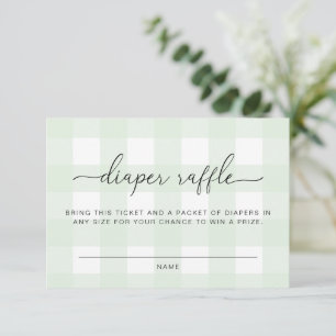  Mint Green Gingham Diaper Raffle Ticket Enclosure Card