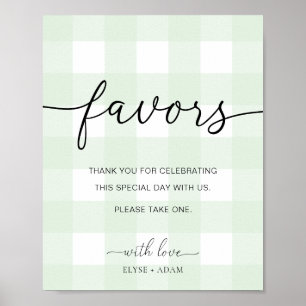 Mint Green Gingham Favours Sign