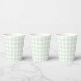 Mint Green Gingham Paper cup