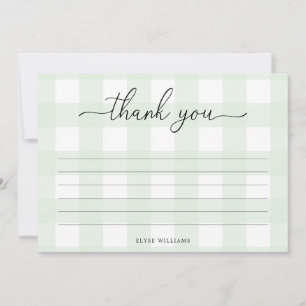 Mint Green Gingham Thank You Card