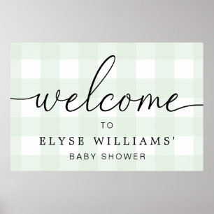 Mint Green Gingham Welcome Sign Poster