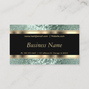 Mint Green Glitter and Elegant Gold  Business Card