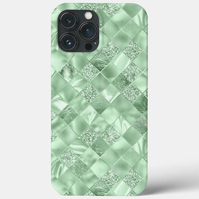 Mint Green Glitter Metallic Chic Elegant Case-Mate iPhone Case (Back)