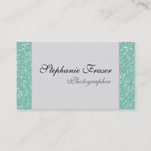 Mint Green Glitter Photographer Business Cards