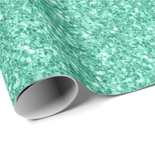 Mint Green Glitter Texture Print Wrapping Paper