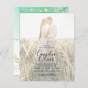 Mint Green Gold Alcohol Ink Abstract Wedding