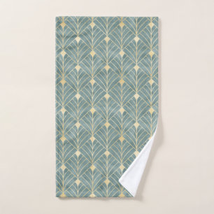 Mint Green,gold,Art Deco pattern,vintage,retro ,Me Hand Towel