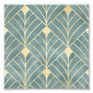 Mint Green,gold,Art Deco pattern,vintage,retro ,Me Photo Print