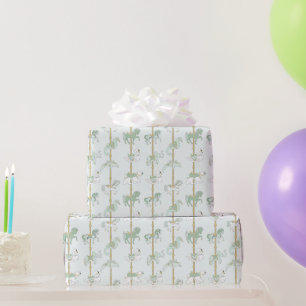 Mint Green & Gold Carousel Animals Wrapping Paper
