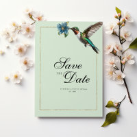 Mint green gold colourful hummingbird Save The Dat