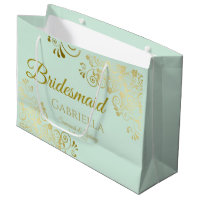 Mint Green & Gold Lace Elegant Bridesmaid