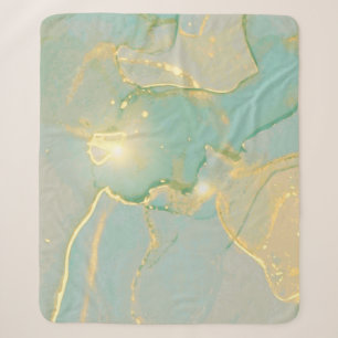 Mint Green Gold Marble: Textured Sherpa Blanket