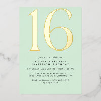 Mint Green & Gold | Modern Cute Pastel Sweet 16