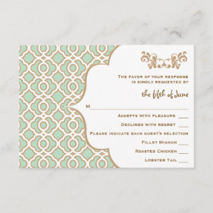 Mint Green Gold Moroccan Wedding Response Cards