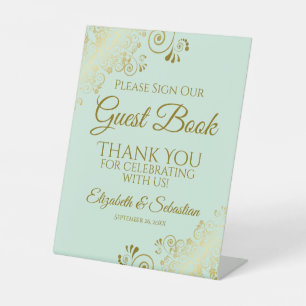 Mint Green & Gold Please Sign our Guest Book Sign