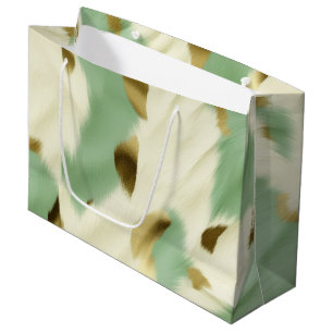 Mint Green Gold White Cowhide Large Gift Bag