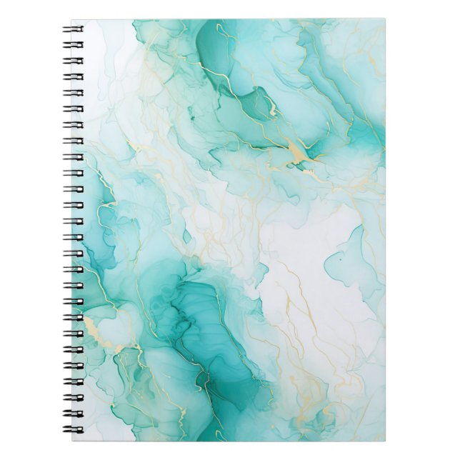 Mint Green Gold White Marble Notebook (Front)