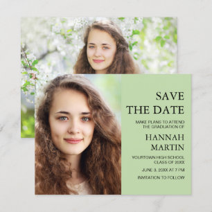 Mint Green Graduation 2 Photo Save Date