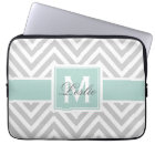 MINT GREEN, GRAY CHEVRON PATTERN PERSONALIZED