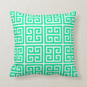 Mint Green Greek Key Pillow