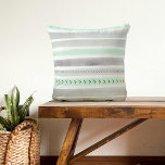 Mint Green Grey Watercolour Stripes Arrows Pattern Cushion<br><div class="desc">Enhance your home decor with this modern mint green, white, and grey throw pillow featuring watercolor painted stripes and small black arrow accents. This beautifully patterned pillow adds a stylish, minimalist touch to any space, perfect for living rooms, bedrooms, or offices. The sleek, contemporary design pairs effortlessly with a variety...</div>